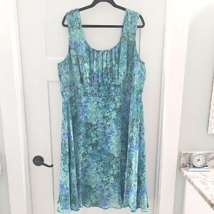 Dress Barn Blue Floral Watercolor Dress Size 22